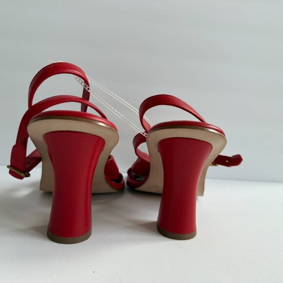 New w/o box COACH Quincey Signature Logo Ankle Strap Sandals Red Leather Sz 7.5 - Picture 5 of 8